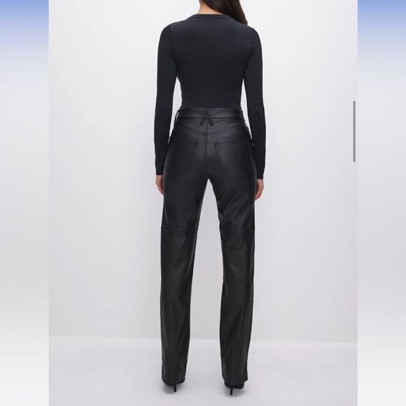 Good American Good Boy Faux Leather Pants NWT - Picture 3 of 7